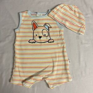 Ellen Degeneres - Colorful Striped Baby Romper and hat set